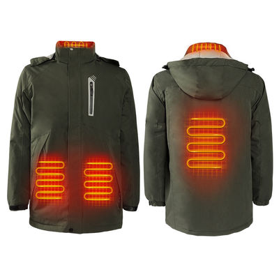 Jaket Ski Baterai Pria Custom 7,4Volt Pakaian Pemanas Listrik Waterproof dengan Hood