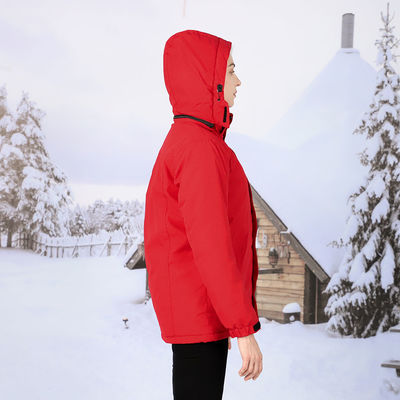 Pemancing Merah Pakaian Musim Dingin Yang Dipanaskan Wanita Jaket Pemanasan Listrik Yang Dapat Diisi Ulang Untuk Musim Dingin