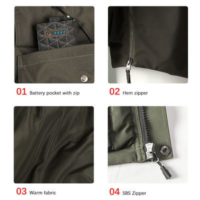 Full Sleeve Pria Jacket Pemanas Isi Ulang Jacket Pemanas Listrik