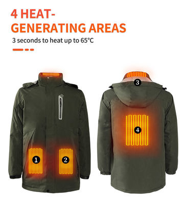 Salju Windbreaker Pakaian Listrik Yang Lebih Panas Polyester Pakaian Kotak Panas Dengan Hood