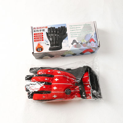 Sarung Tangan Musim Dingin Berpemanas Baterai 4000mAh Berkendara Luar Ruangan Musim Dingin Sarung Tangan Wanita Berpemanas Merah