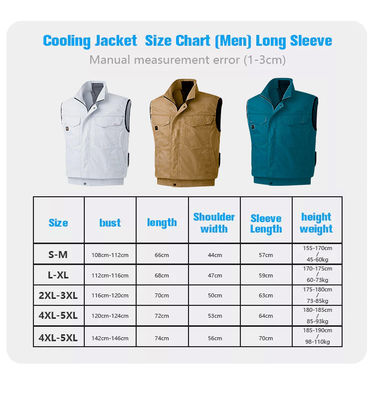 Baterai Dioperasikan Fan Cooling Vest 6700mAh 4XL Cold Vest Untuk Musim Panas