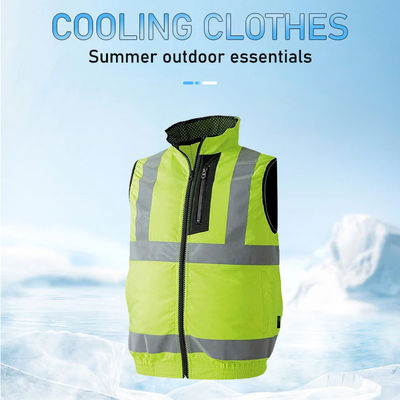 Rompi Pendingin Kipas Reflektif Fluorescent Kipas Ganda Kemeja Hi Vis