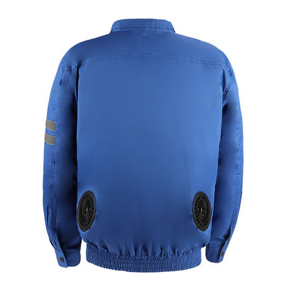 Jaket Sepeda AC Biru OEM Dengan Kipas Pendingin Untuk Pekerjaan Konstruksi