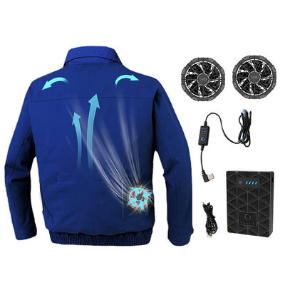 ODM Blue Air Conditioned Shirts Jaket Pendingin Baterai 7.2V Dengan Kipas Angin