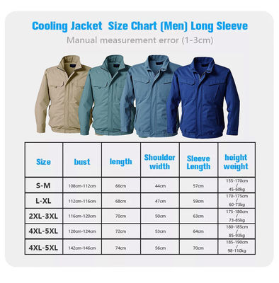 ODM Blue Air Conditioned Shirts Jaket Pendingin Baterai 7.2V Dengan Kipas Angin