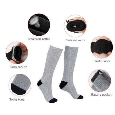 Gray 4000mAh Battery Heated Stocking Tiga Temp. Kaus Kaki Kompresi Dipanaskan Gears