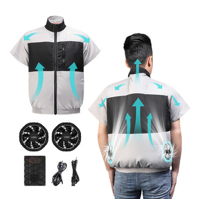 Rompi Kipas Pendingin Hitam Abu-abu Muda S/M/L/XL/XXL/XXXL Optinal Dengan Baterai 6700mAh