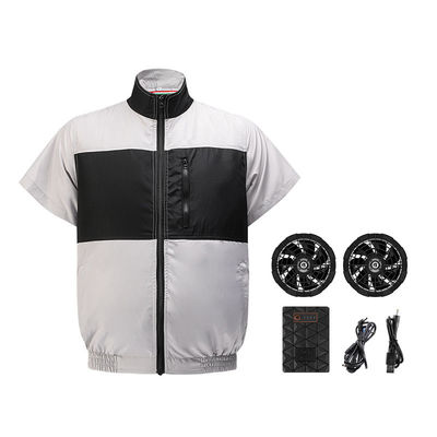 Rompi Kipas Pendingin Hitam Abu-abu Muda S/M/L/XL/XXL/XXXL Optinal Dengan Baterai 6700mAh