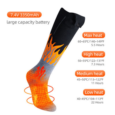 Kaus Kaki Pemanas Listrik Baterai Isi Ulang 7.4V 3350mAh Untuk Berkendara Di Luar Ruangan, Berkemah, Mendaki