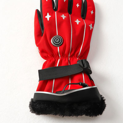 Sarung Tangan Snowboard Pemanas Listrik Layar Sentuh Jari Merah Sarung Tangan Kerja Bertenaga Baterai Lycra