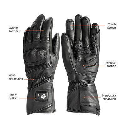 Kulit Domba Hitam XXL Sarung Tangan Musim Dingin Panas 7,2V Baterai Panas Sarung Tangan Ski Untuk Pria Wanita