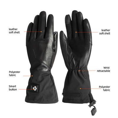 Windproof Synthetic Leather Electric Heated Ski Gloves Gloves Battery Operated Untuk Berburu