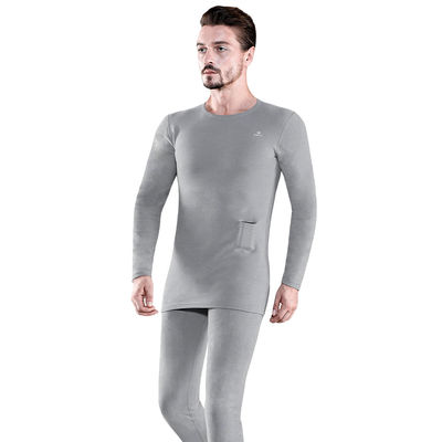 Pria Wireless Remote Control Lantai dasar yang dipanaskan dengan listrik T-shirt lengan panjang Ultra Soft