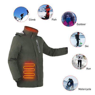 Salju Windbreaker Pakaian Listrik Yang Lebih Panas Polyester Pakaian Kotak Panas Dengan Hood