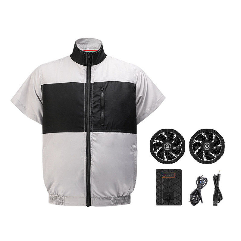 Rompi Kipas Pendingin Hitam Abu-abu Muda S/M/L/XL/XXL/XXXL Optinal Dengan Baterai 6700mAh
